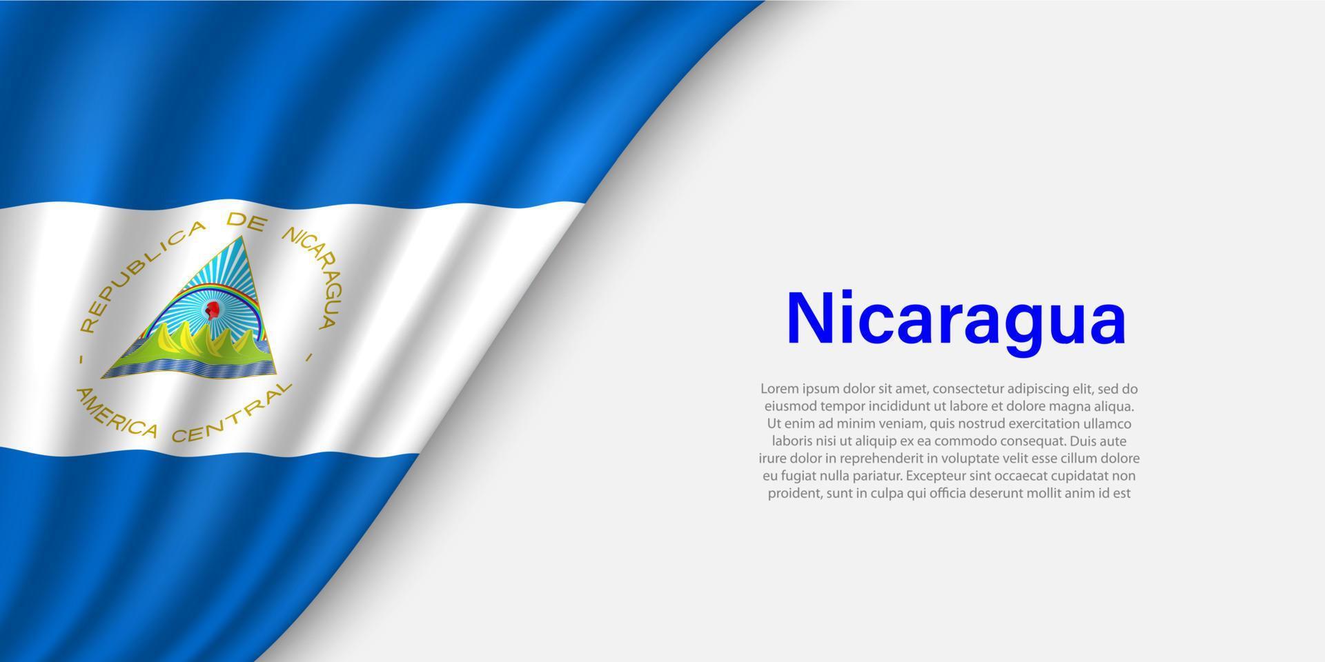 onda bandiera di Nicaragua su bianca sfondo. vettore