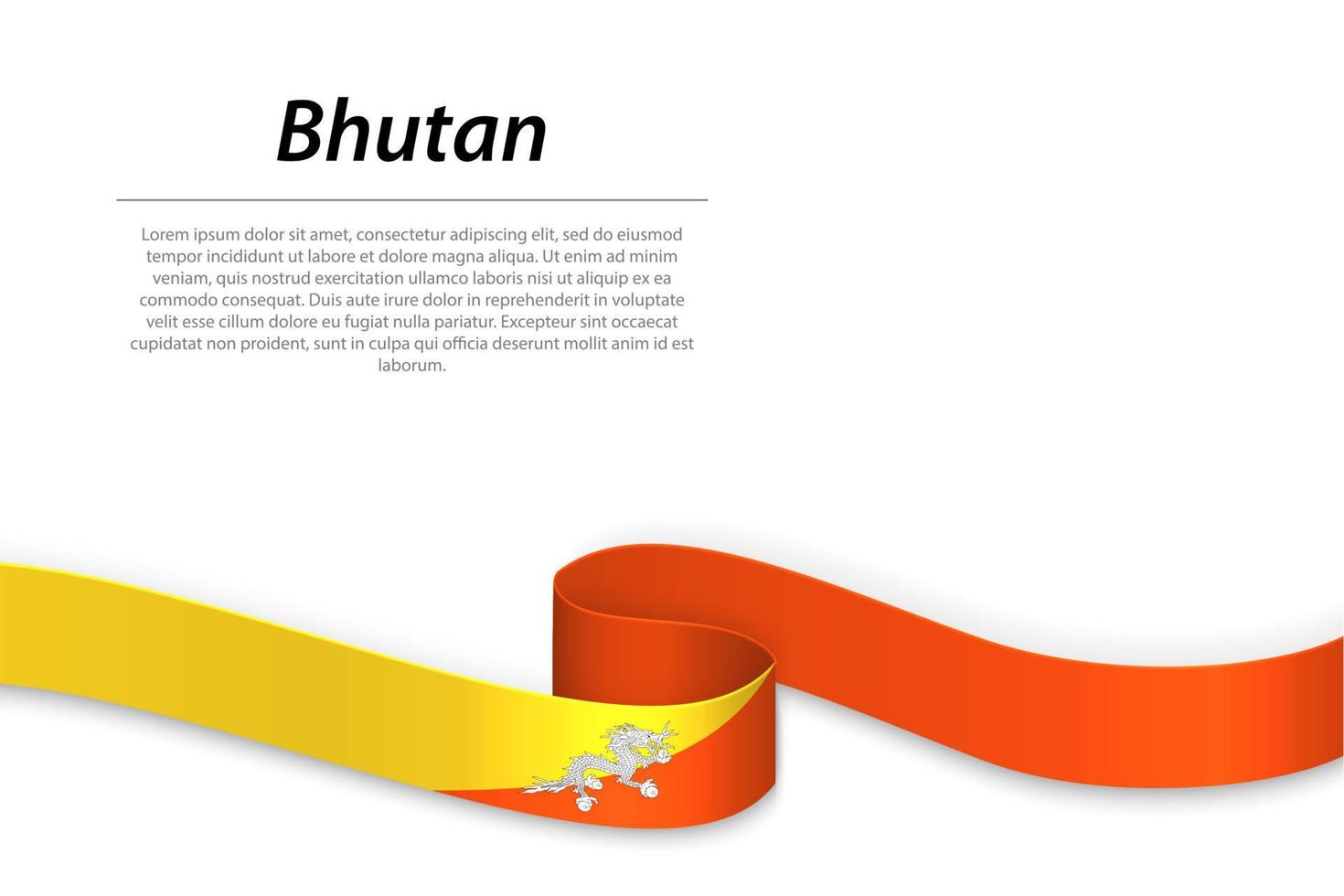 sventolando il nastro o lo striscione con la bandiera del bhutan vettore