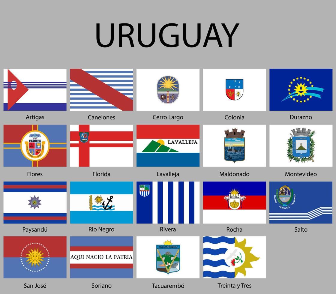 tutti bandiere di dipartimenti di Uruguay vettore