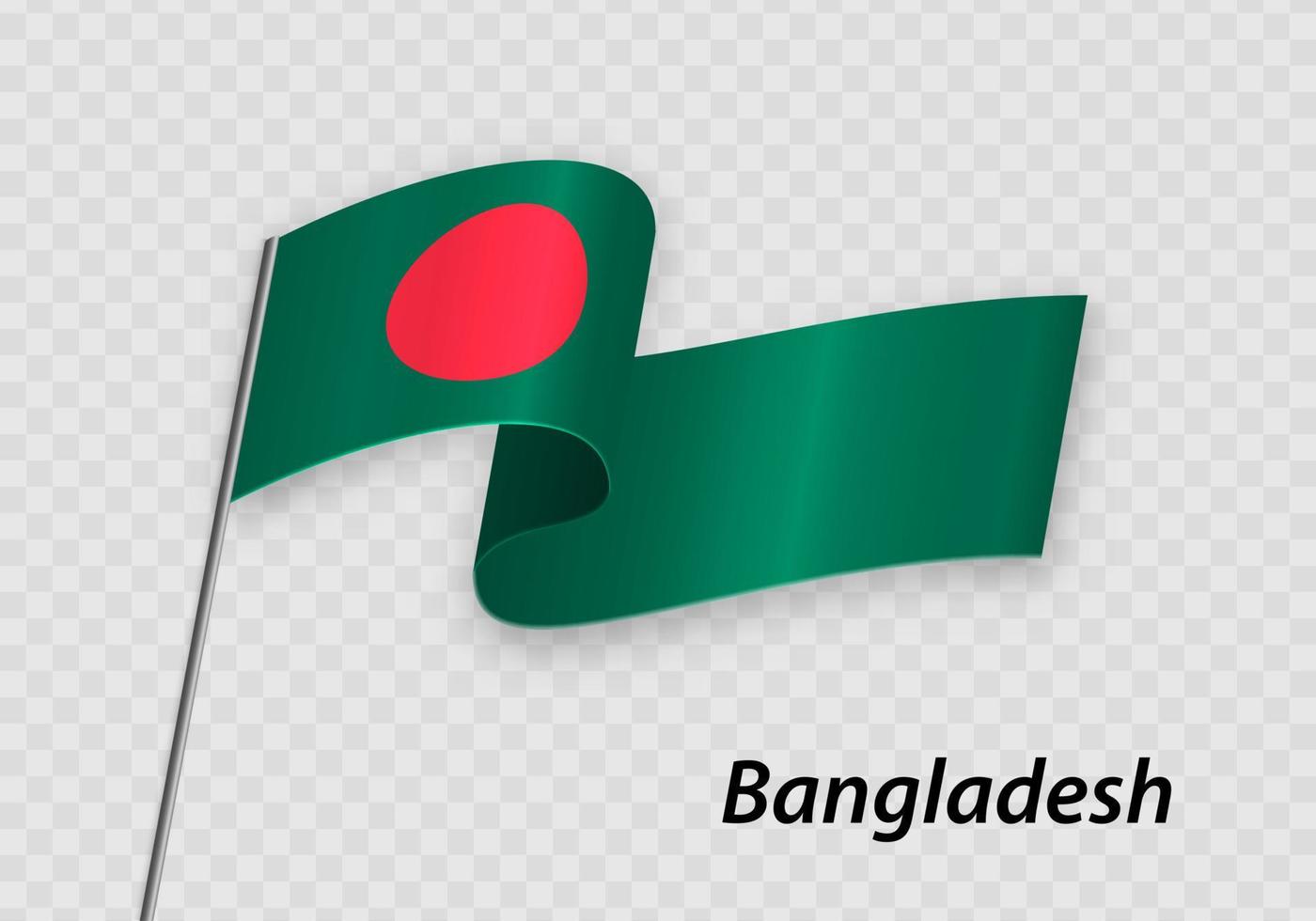 agitando bandiera di bangladesh su pennone. modello per indipendenza giorno vettore