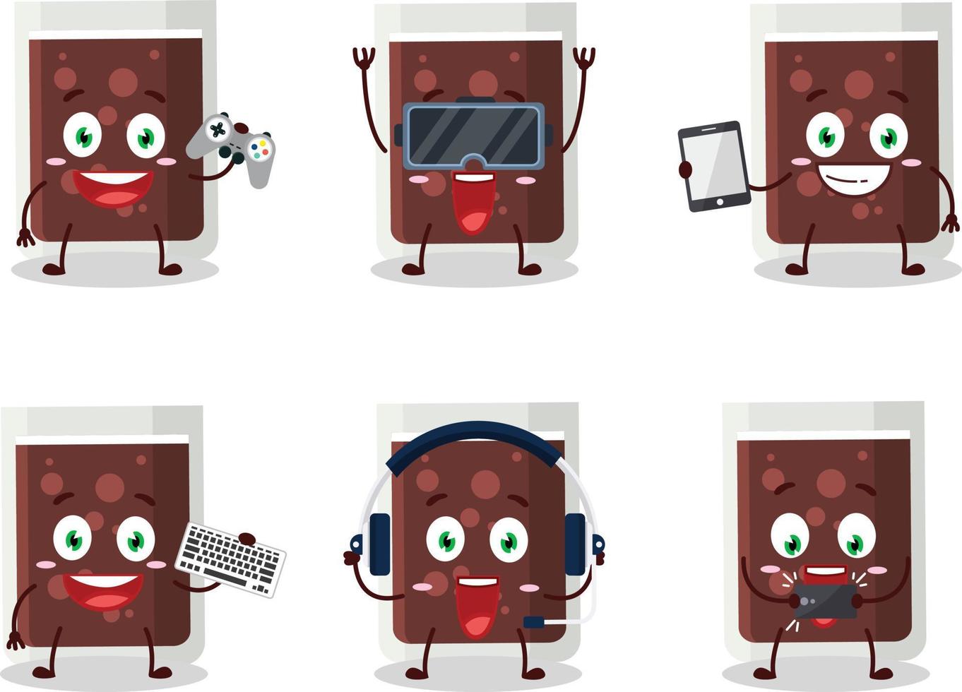 bicchiere di Coca Cola cartone animato personaggio siamo giocando Giochi con vario carino emoticon vettore