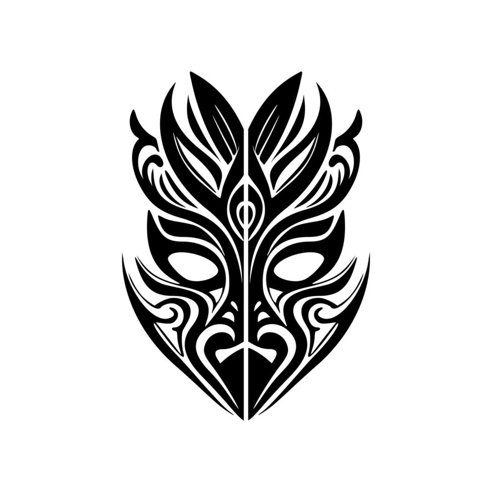 vettore schizzo di un' nero e bianca polinesiano Dio maschera tatuaggio.