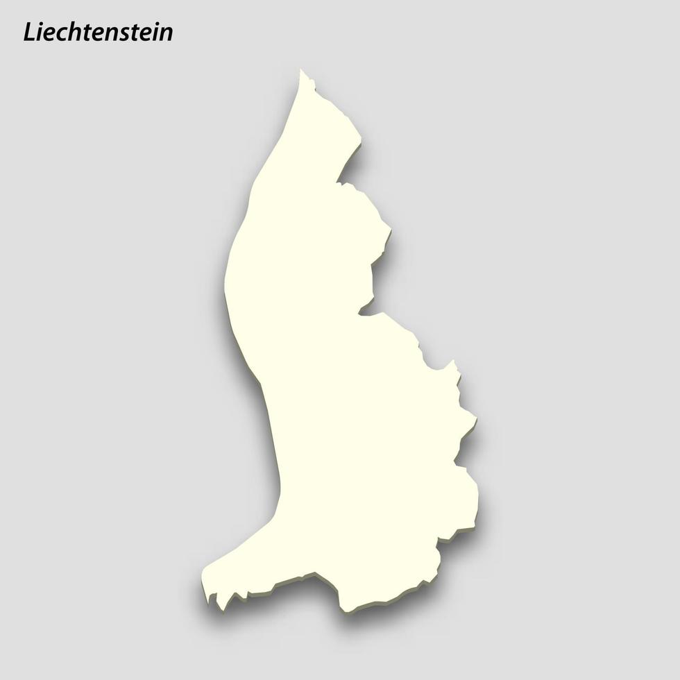 3d isometrico carta geografica di Liechtenstein isolato con ombra vettore