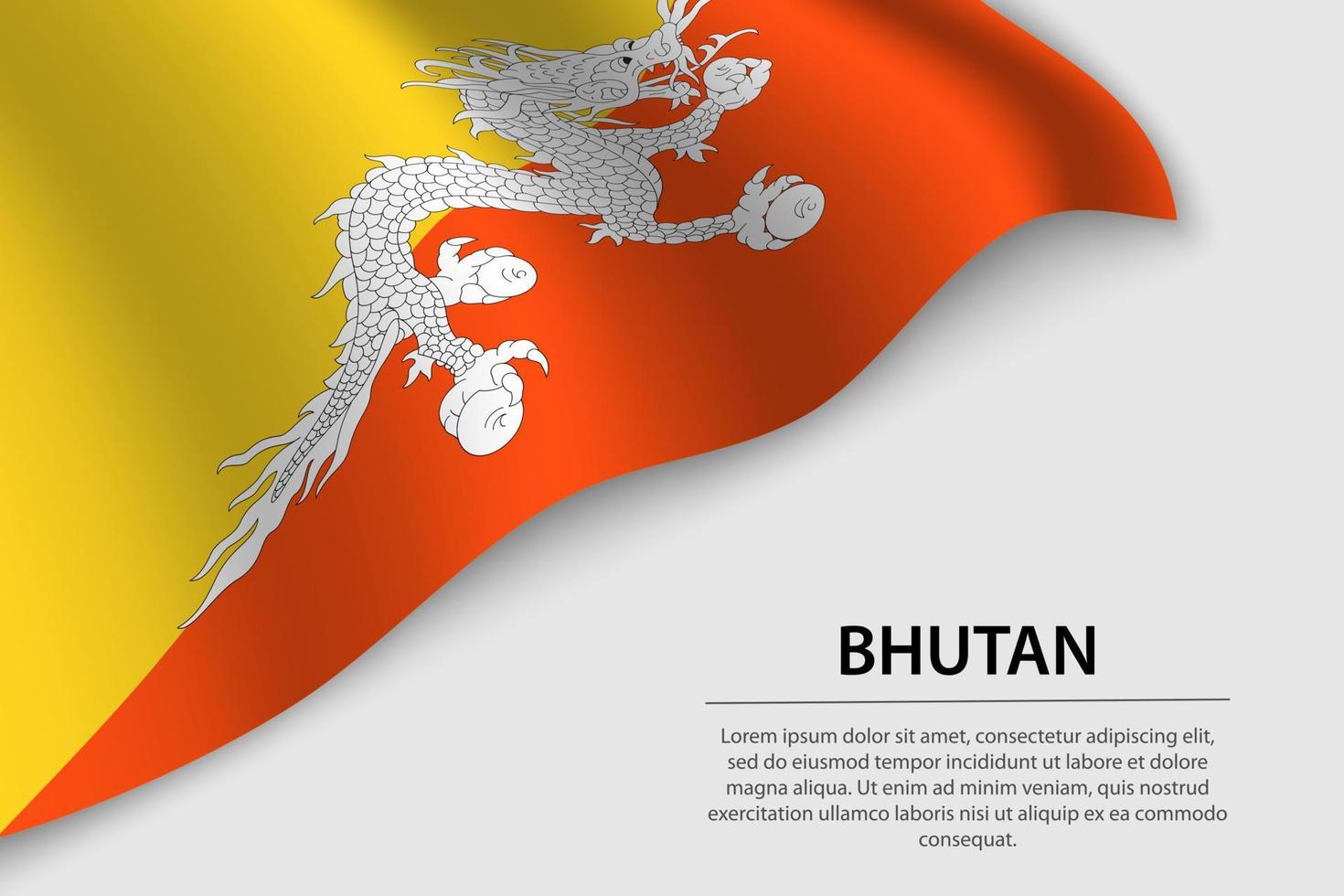 onda bandiera di bhutan su bianca sfondo. bandiera o nastro vettore