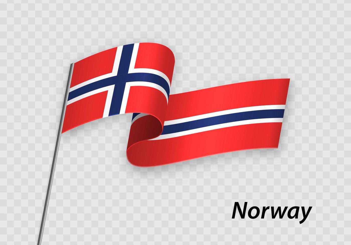 sventolando la bandiera della Norvegia sul pennone. modello per il giorno dell'indipendenza vettore