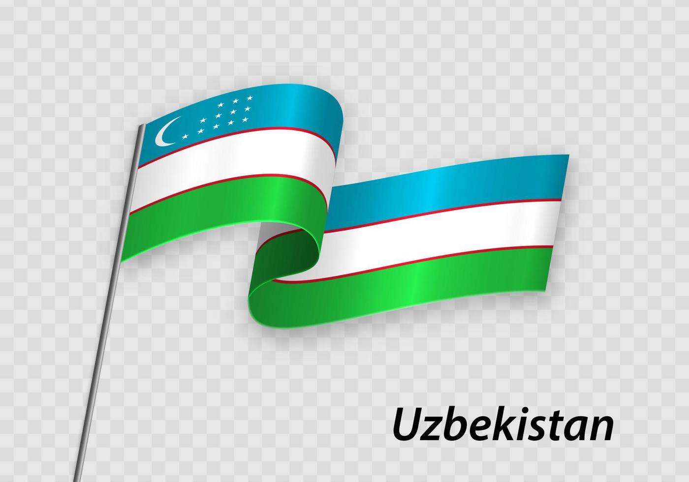 sventolando la bandiera dell'uzbekistan sull'asta della bandiera. modello per l'indipendenza vettore