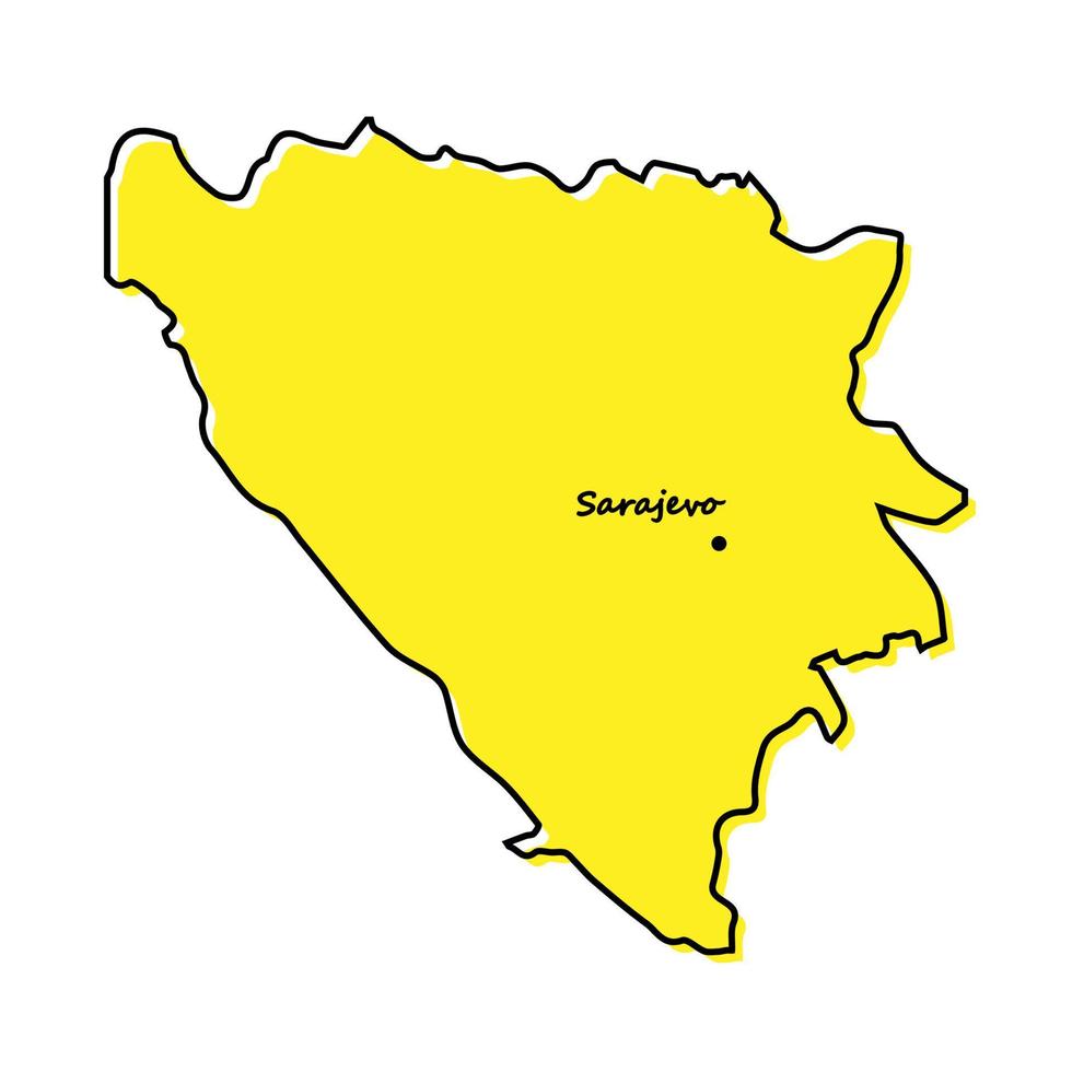 semplice schema carta geografica di bosnia con capitale Posizione vettore