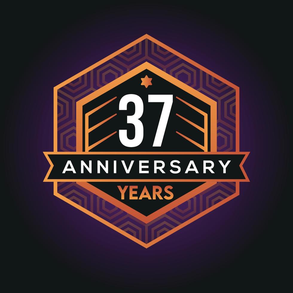 37 ° anno anniversario celebrazione astratto logo design su vantaggio nero sfondo vettore modello