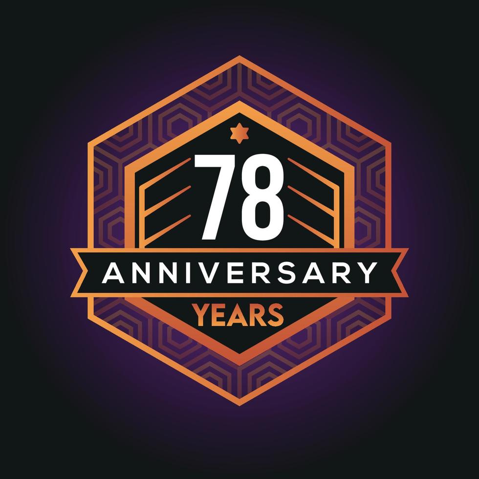 78 ° anno anniversario celebrazione astratto logo design su vantaggio nero sfondo vettore modello