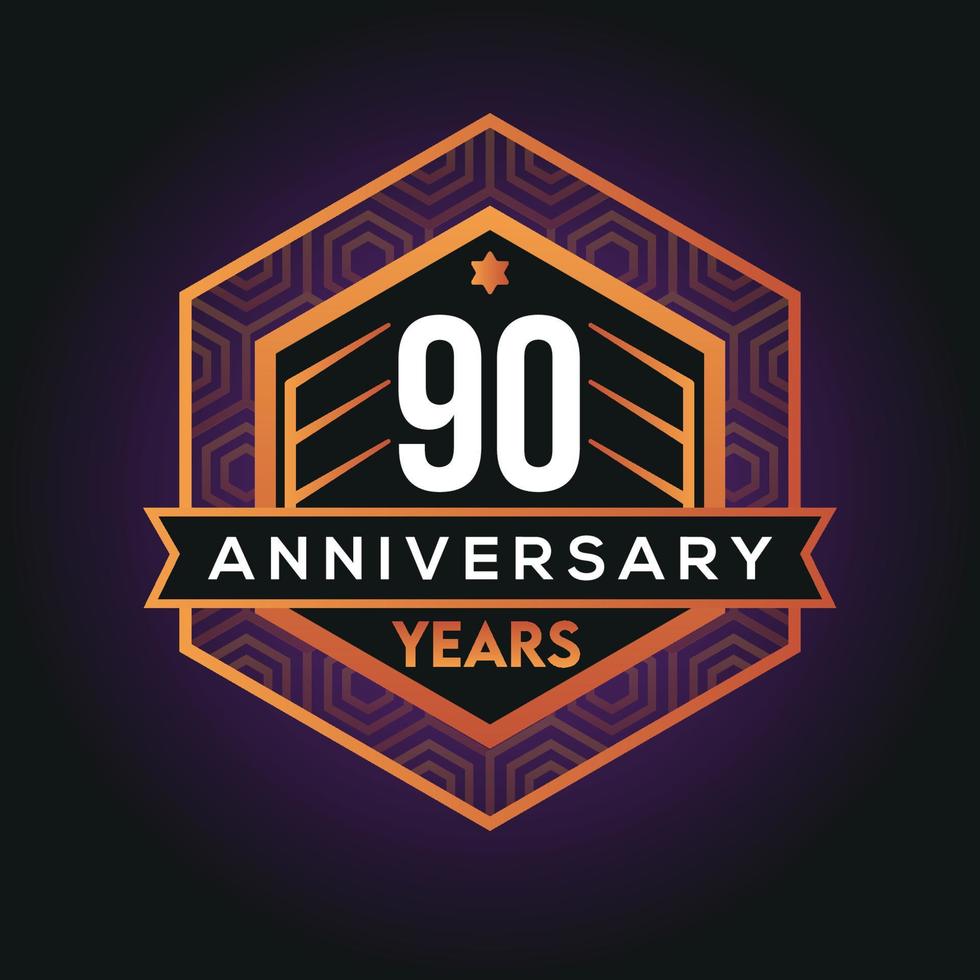 90 ° anno anniversario celebrazione astratto logo design su vantaggio nero sfondo vettore modello