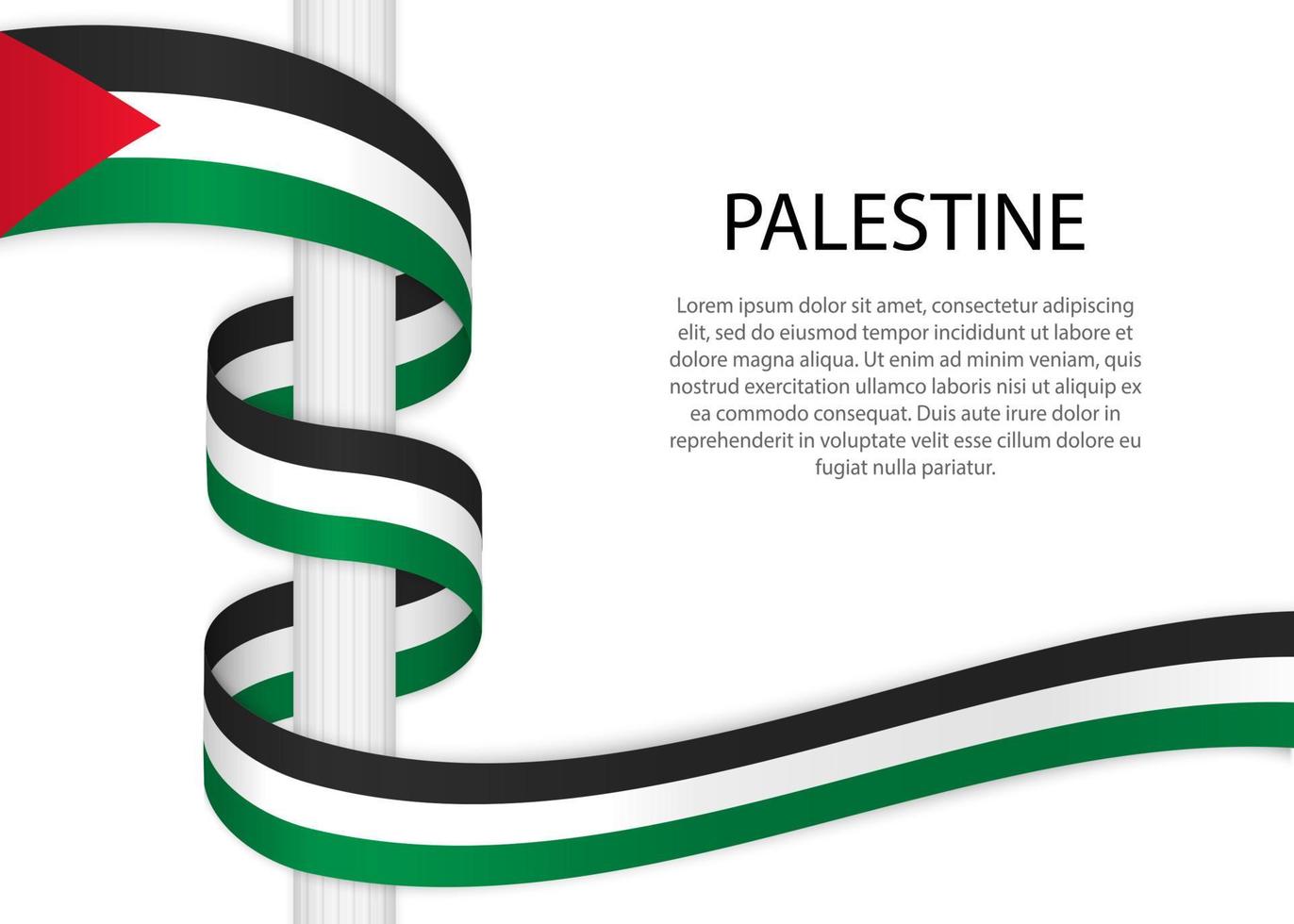 agitando nastro su polo con bandiera di Palestina. modello per indip vettore