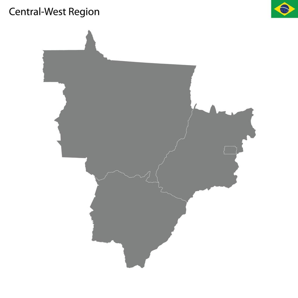 alto qualità carta geografica centro-occidentale regione di brasile, con frontiere vettore