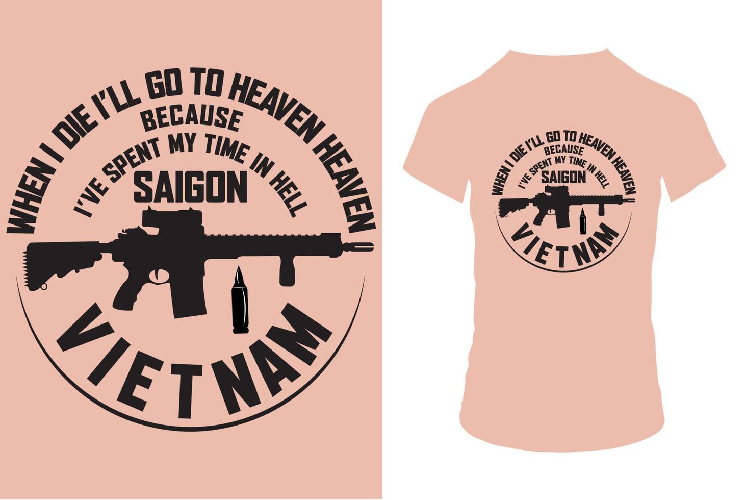 pistola e Vietnam maglietta design vettore