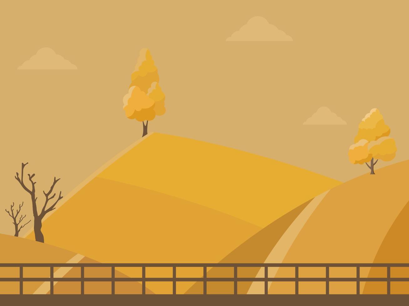 albero e montagna autunno sfondo stile. può essere Usato per il tuo opera. benvenuto autunno stagione concetto. vettore