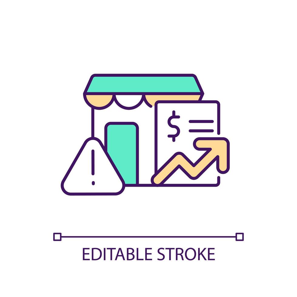 piccolo attività commerciale sviluppo rgb colore icona. notifica per rivenditori Attenzione. imprenditoria crescita strategia. isolato vettore illustrazione. semplice pieno linea disegno. modificabile ictus