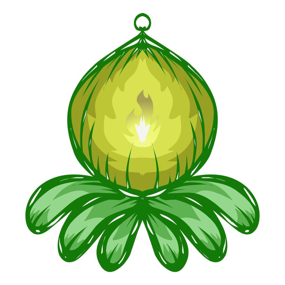 illustrazione di un' verde lanterna con un' giallo fiamma su il tema di Ramadan, eid al-Fitr e eid al-Adha vettore