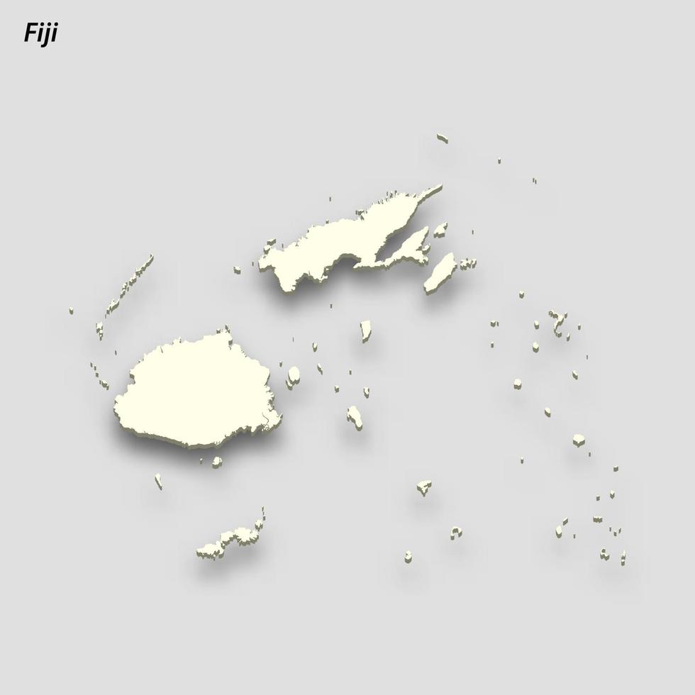 3d isometrico carta geografica di fiji isolato con ombra vettore