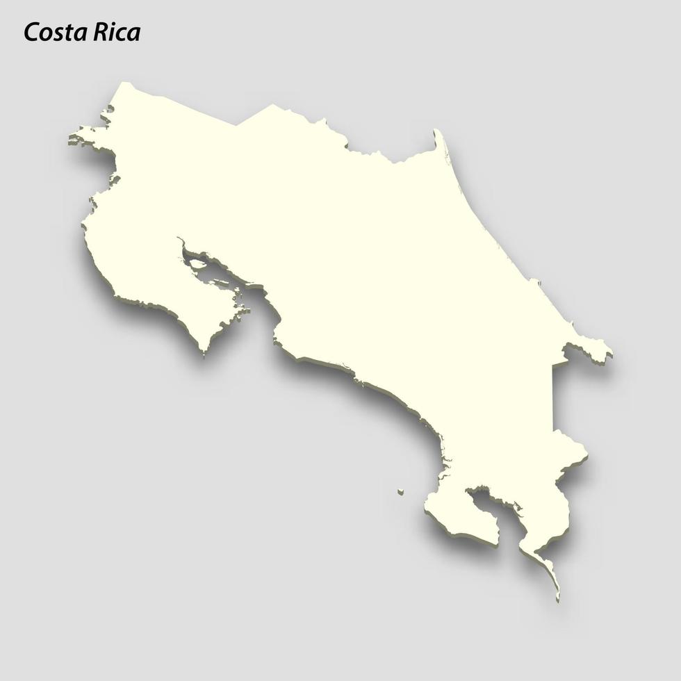 3d isometrico carta geografica di costa rica isolato con ombra vettore