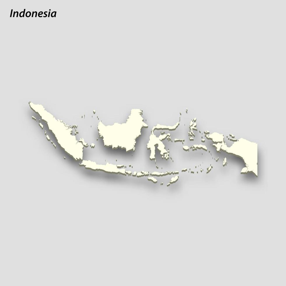 3d isometrico carta geografica di Indonesia isolato con ombra vettore