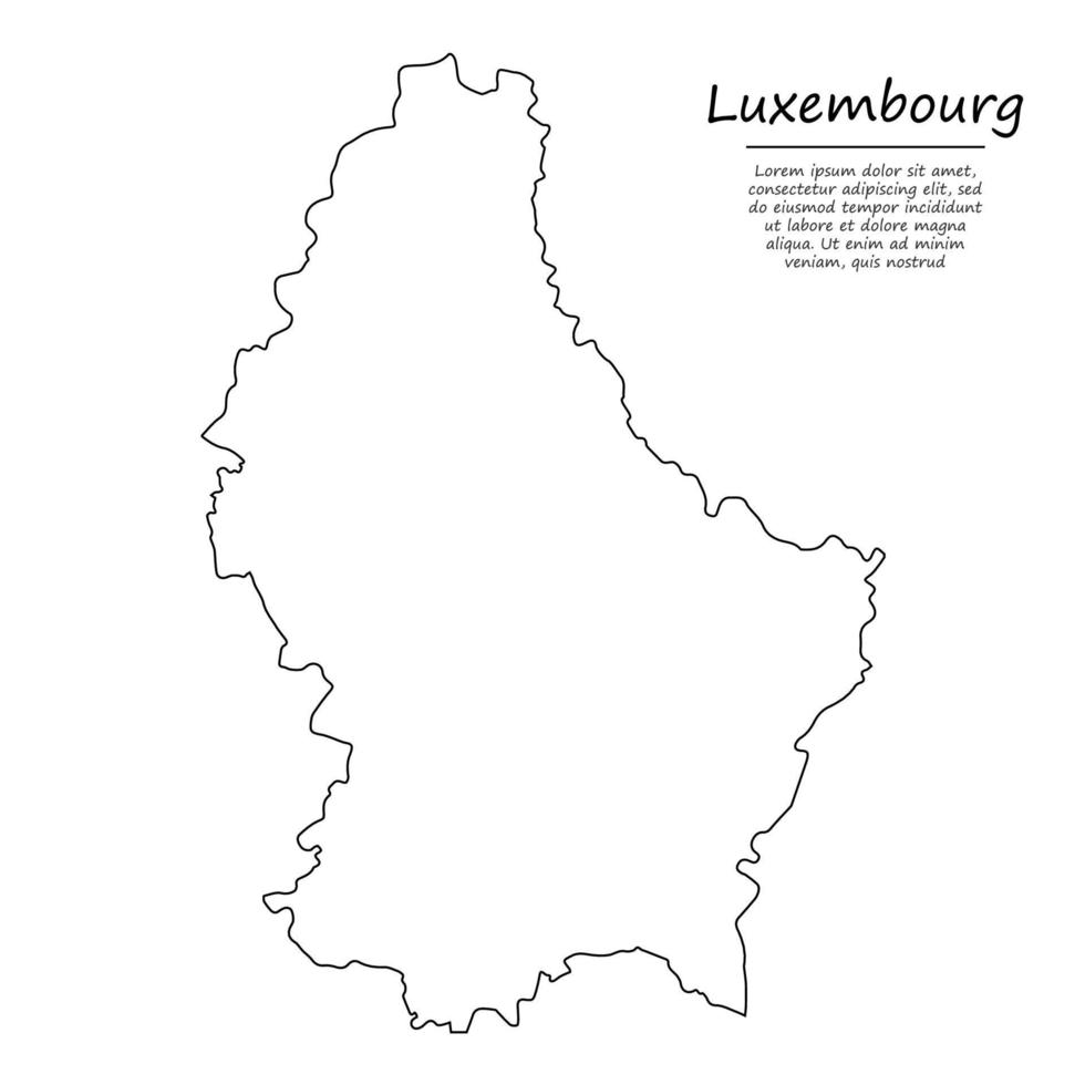 semplice schema carta geografica di lussemburgo, silhouette nel schizzo linea stile vettore