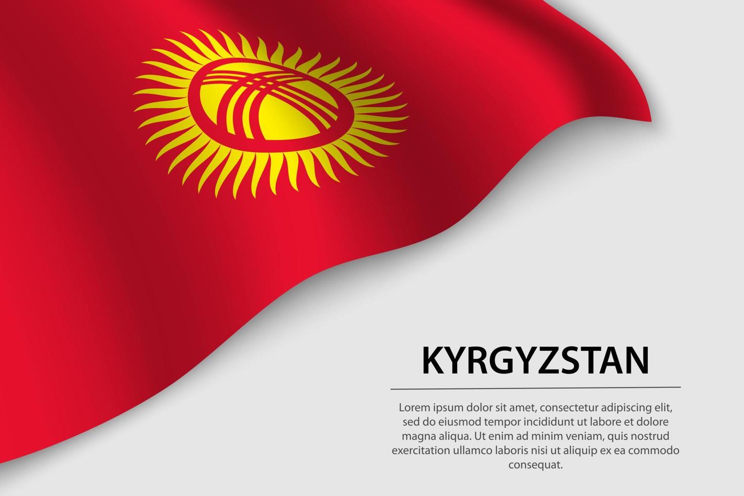 onda bandiera di Kyrgyzstan su bianca sfondo. bandiera o nastro ve vettore