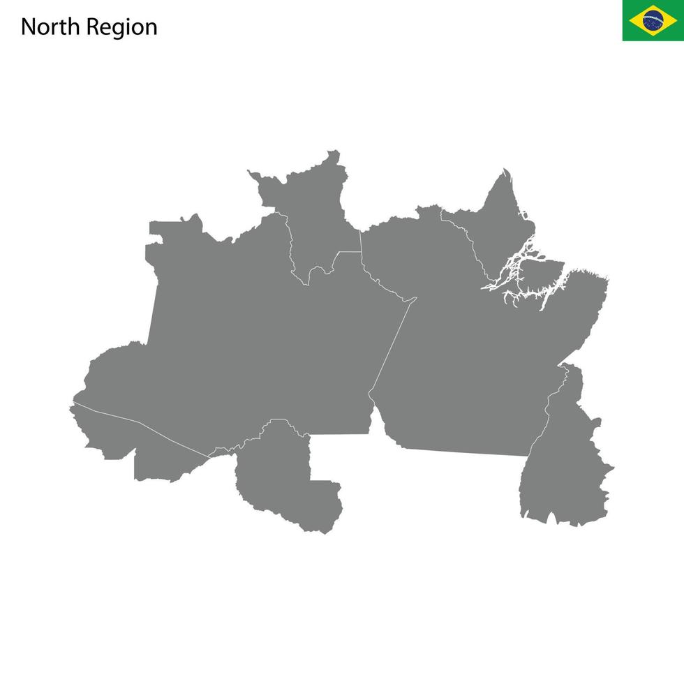 alto qualità carta geografica nord regione di brasile, con frontiere vettore