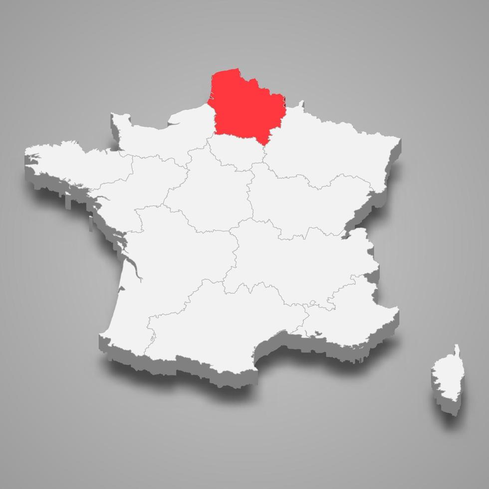 hauts-de-france regione Posizione entro Francia 3d isometrico carta geografica vettore