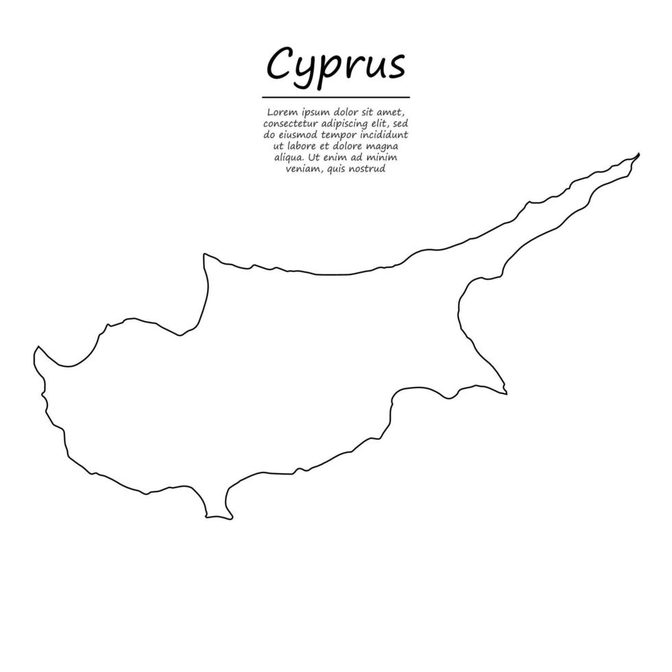 semplice schema carta geografica di Cipro, silhouette nel schizzo linea stile vettore