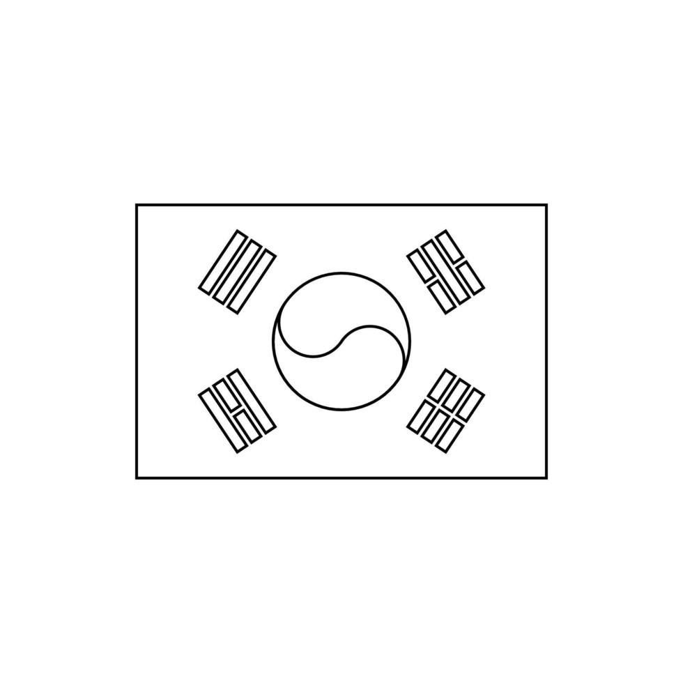 nero schema bandiera di Sud corea.sottile linea icona vettore