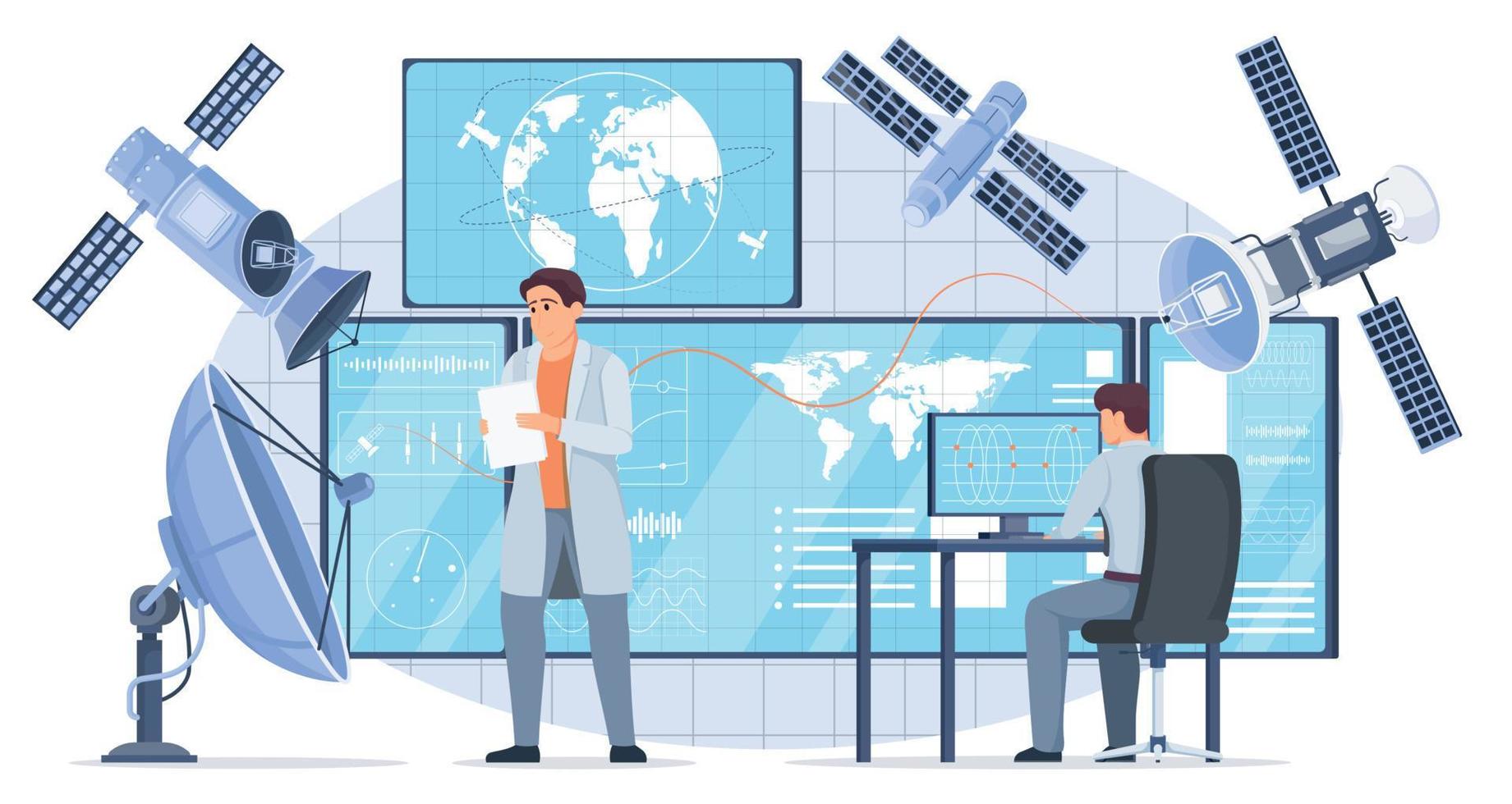 satelliti e sorveglianza concetto vettore