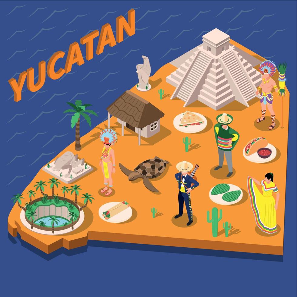 yucatan viaggio isola composizione vettore
