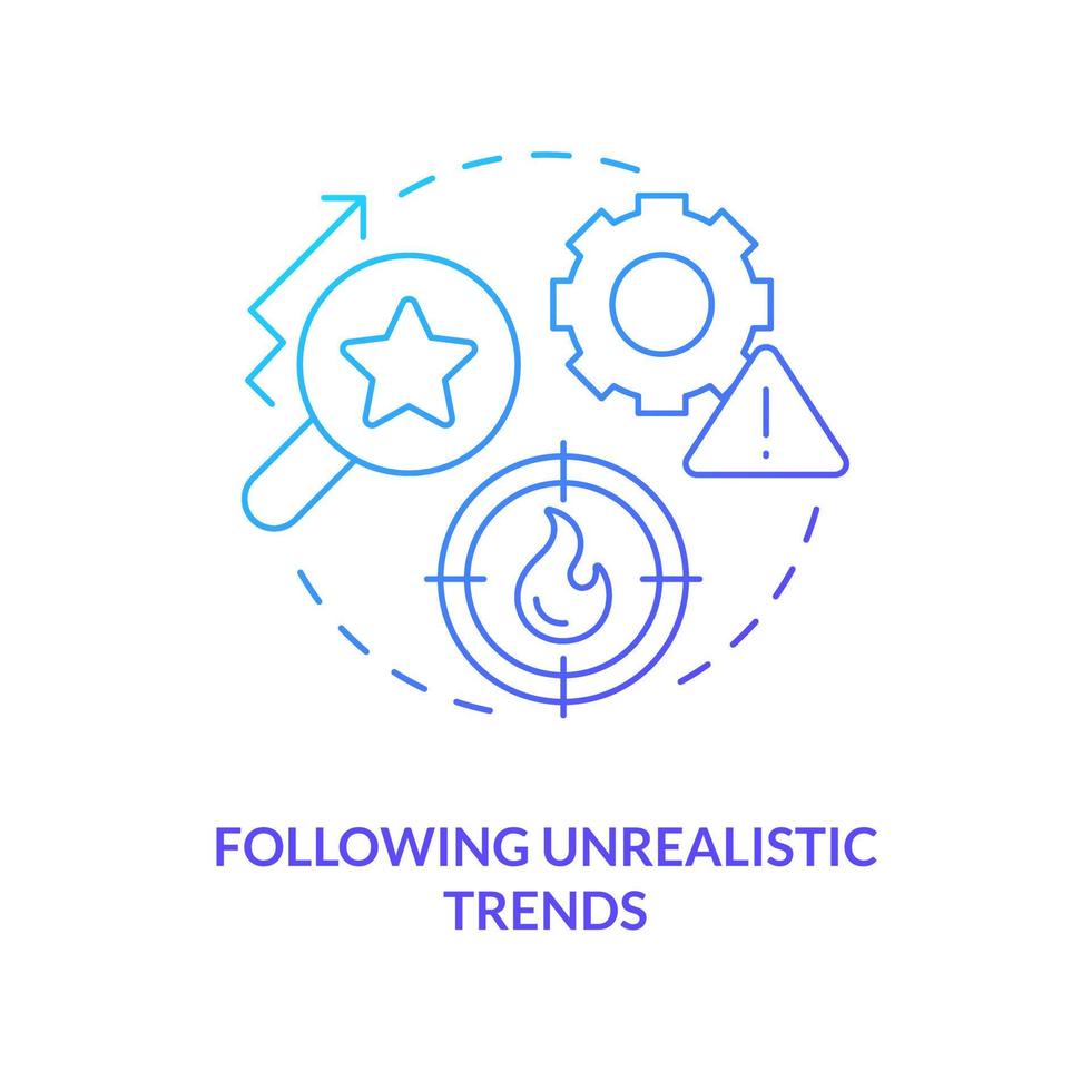 a seguire irrealistico tendenze blu pendenza concetto icona. perdente ragnatela strategia. ui UX design problema astratto idea magro linea illustrazione. isolato schema disegno vettore