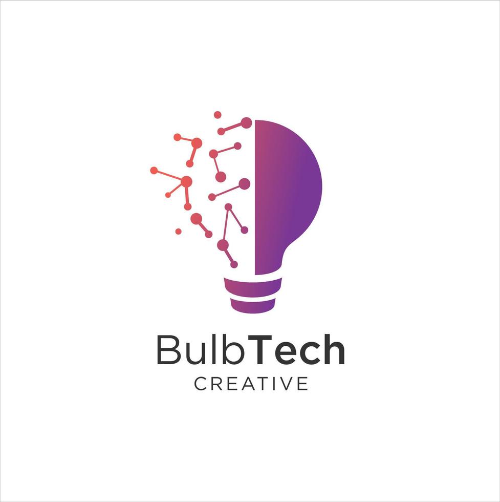 lampadina Tech logo icona . lampadina logo design colorfull . idea creativo leggero lampadina logo . lampadina digitale logo tecnologia idea vettore