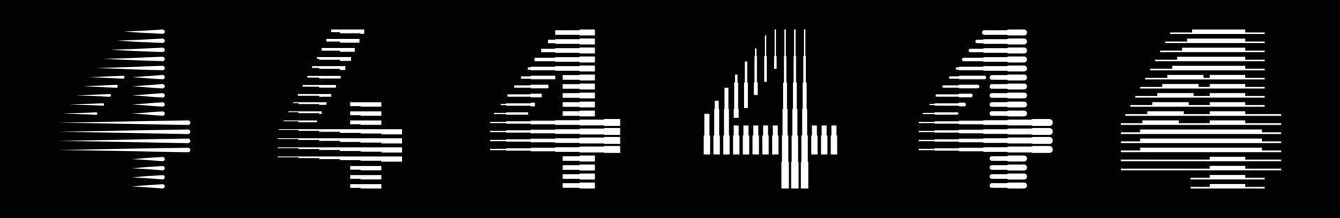 impostato numeri quattro 4 logo Linee astratto moderno arte vettore illustrazione