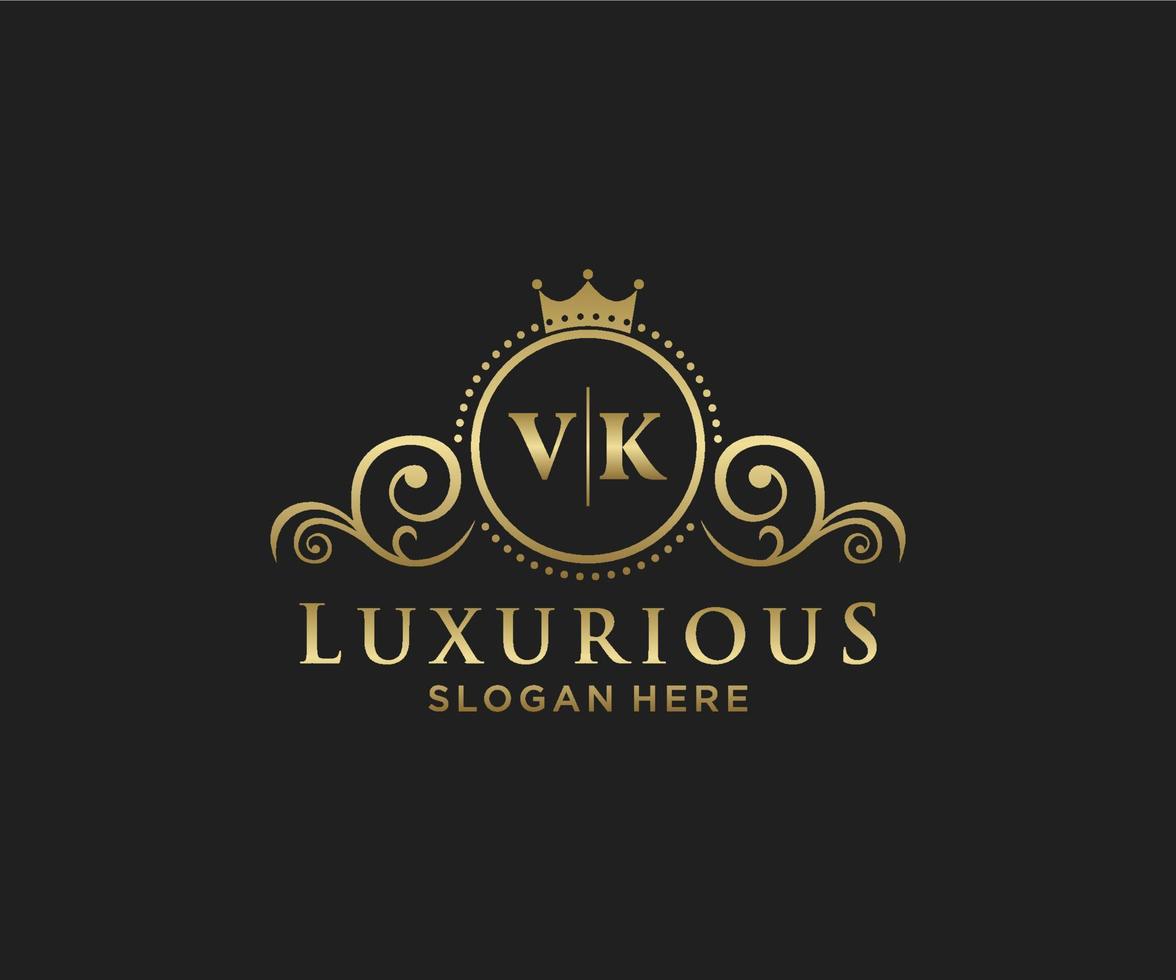 iniziale vk lettera reale lusso logo modello nel vettore arte per ristorante, regalità, boutique, bar, Hotel, araldico, gioielleria, moda e altro vettore illustrazione.