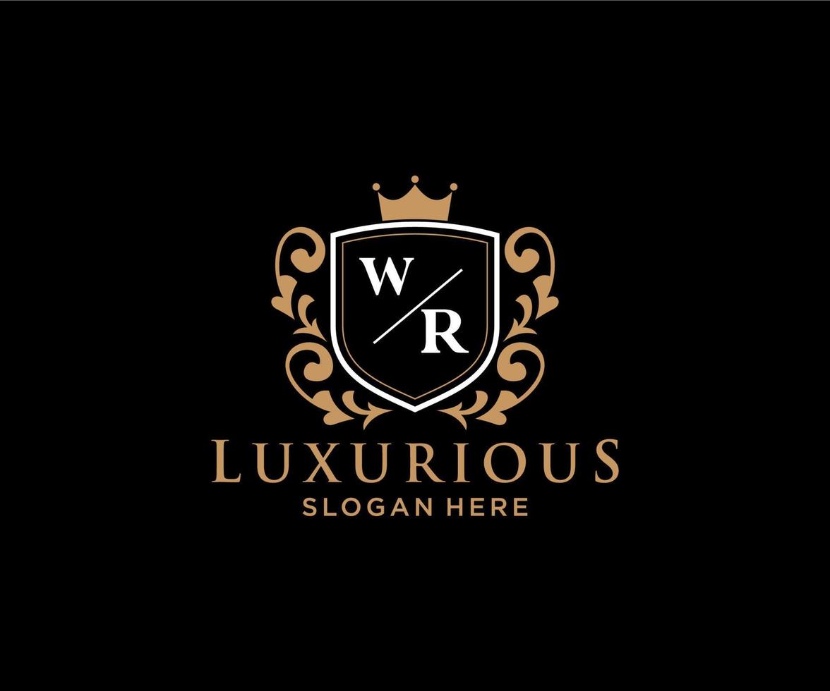iniziale wr lettera reale lusso logo modello nel vettore arte per ristorante, regalità, boutique, bar, Hotel, araldico, gioielleria, moda e altro vettore illustrazione.