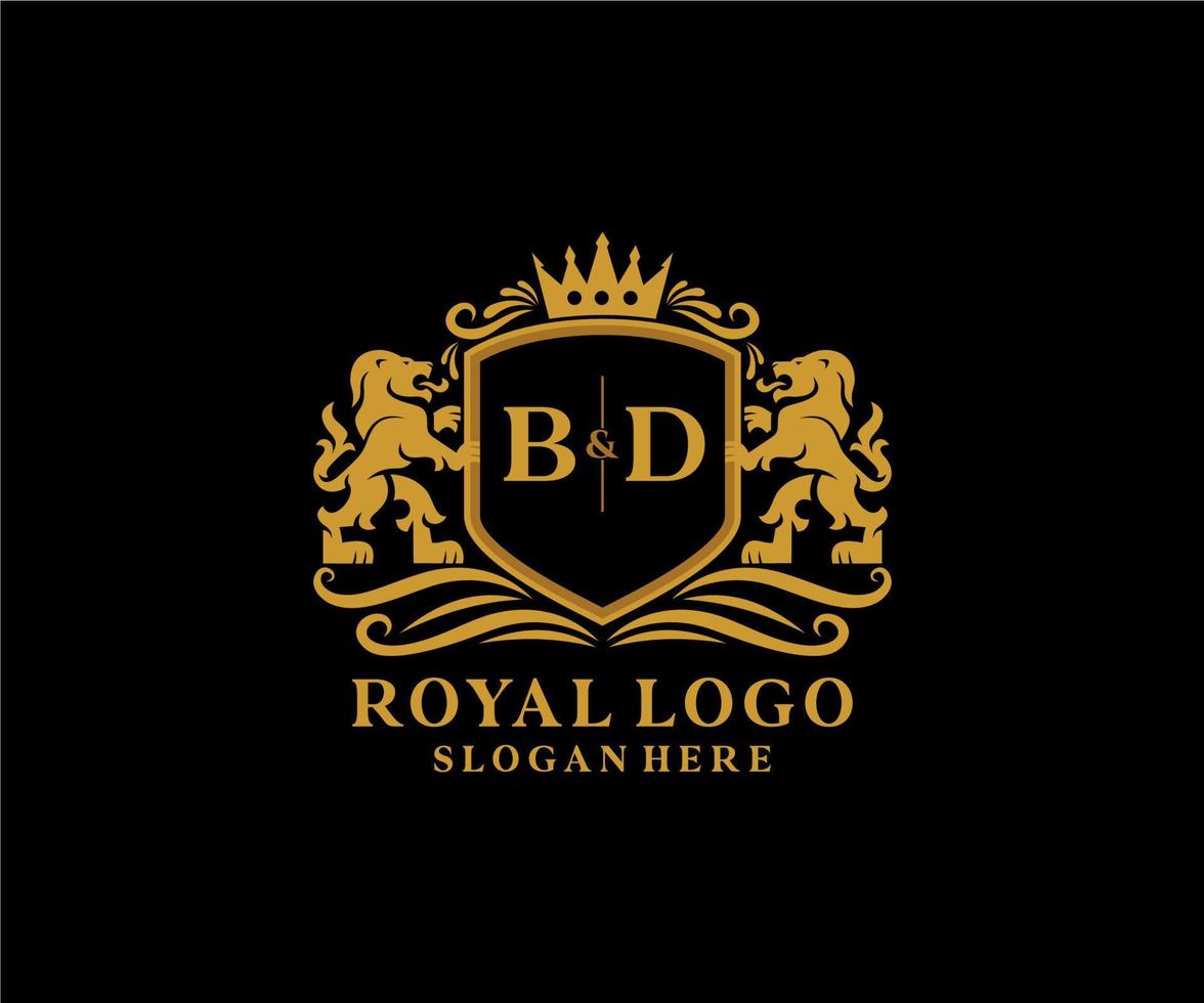 iniziale bd lettera Leone reale lusso logo modello nel vettore arte per ristorante, regalità, boutique, bar, Hotel, araldico, gioielleria, moda e altro vettore illustrazione.