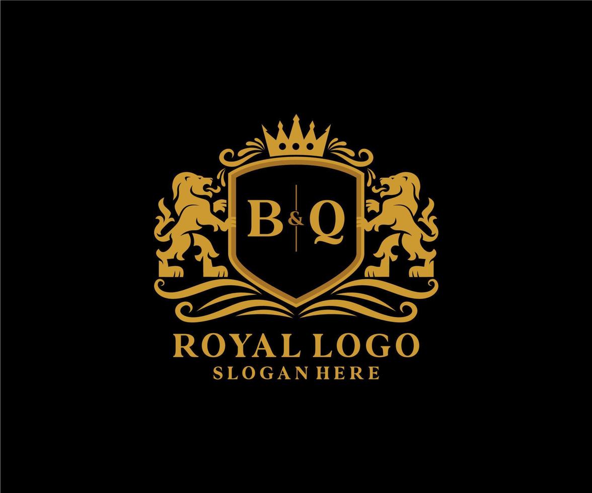 iniziale bq lettera Leone reale lusso logo modello nel vettore arte per ristorante, regalità, boutique, bar, Hotel, araldico, gioielleria, moda e altro vettore illustrazione.