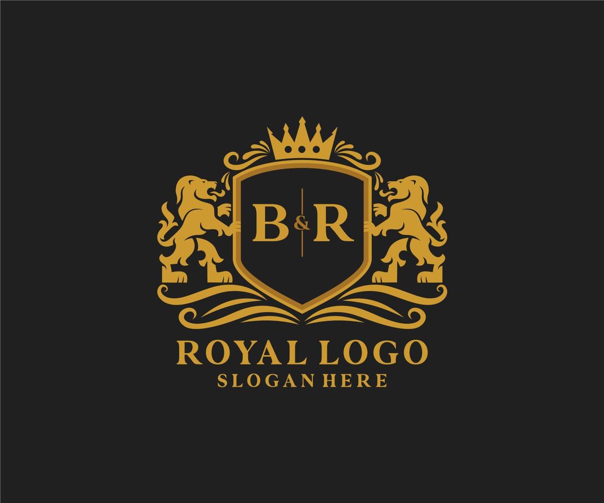 iniziale br lettera Leone reale lusso logo modello nel vettore arte per ristorante, regalità, boutique, bar, Hotel, araldico, gioielleria, moda e altro vettore illustrazione.
