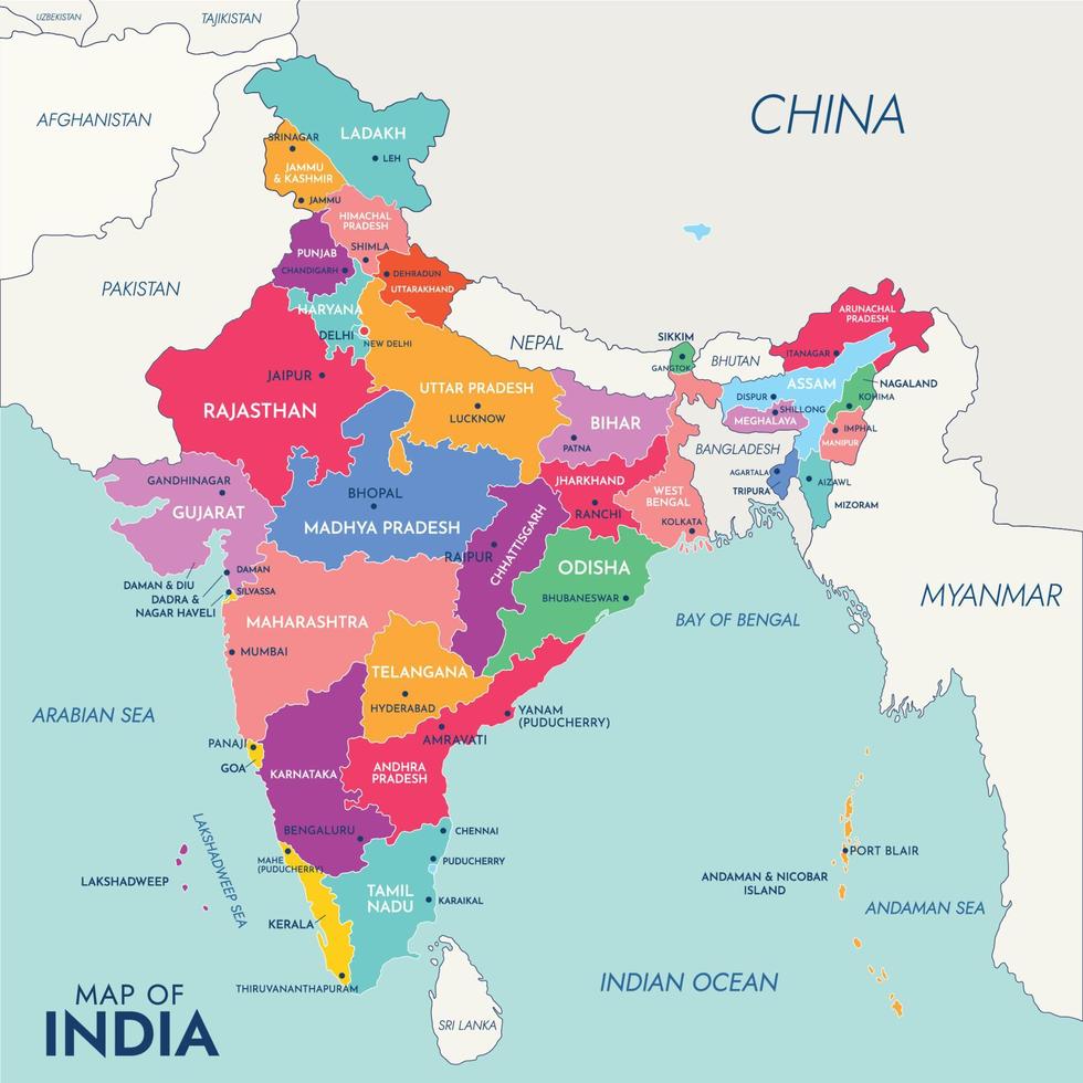 mappa dell'india vettore