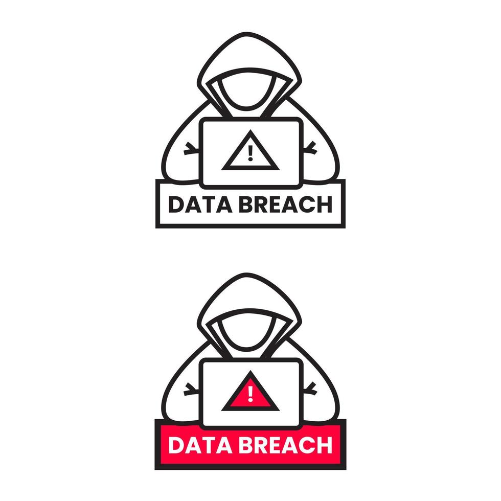 dati violazione sicurezza dati attaccanti icona illustrazione cartello design vettore