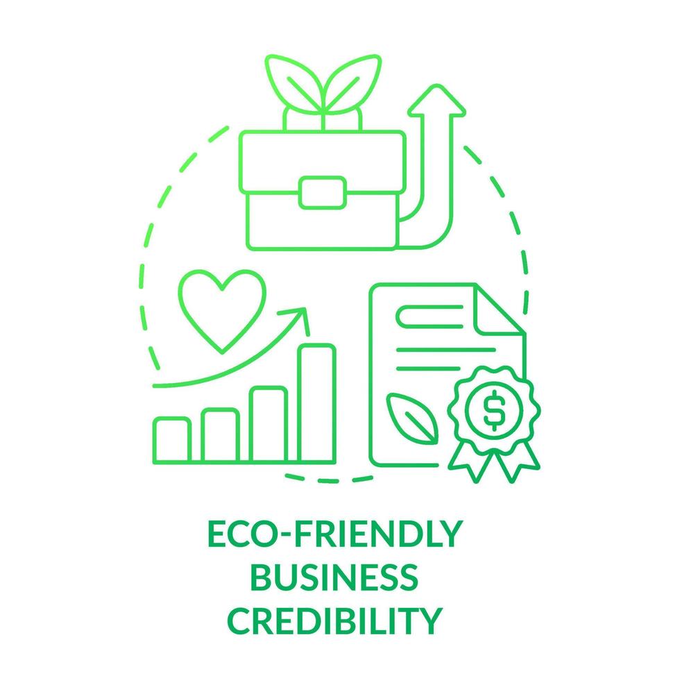eco-friendly attività commerciale credibilità verde pendenza concetto icona. ambientale azienda vantaggio astratto idea magro linea illustrazione. isolato schema disegno vettore