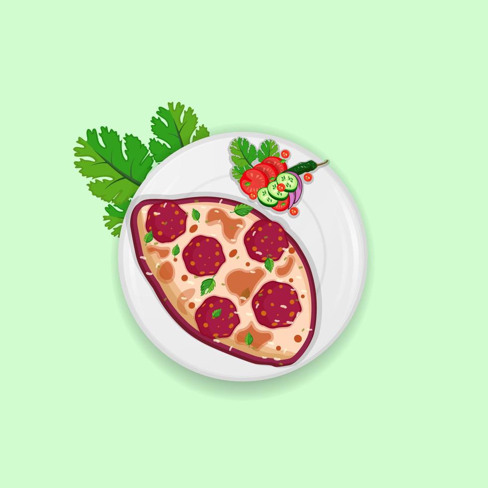 creativo pane Pizza illustrazioni vettore impostato verdura delizioso pomodori foglia carne cucina piatto isolato disegnare elemento e icona.