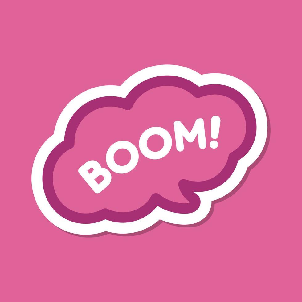 boom discorso bolla esplosione suono effetto icona. carino nero testo lettering vettore illustrazione.