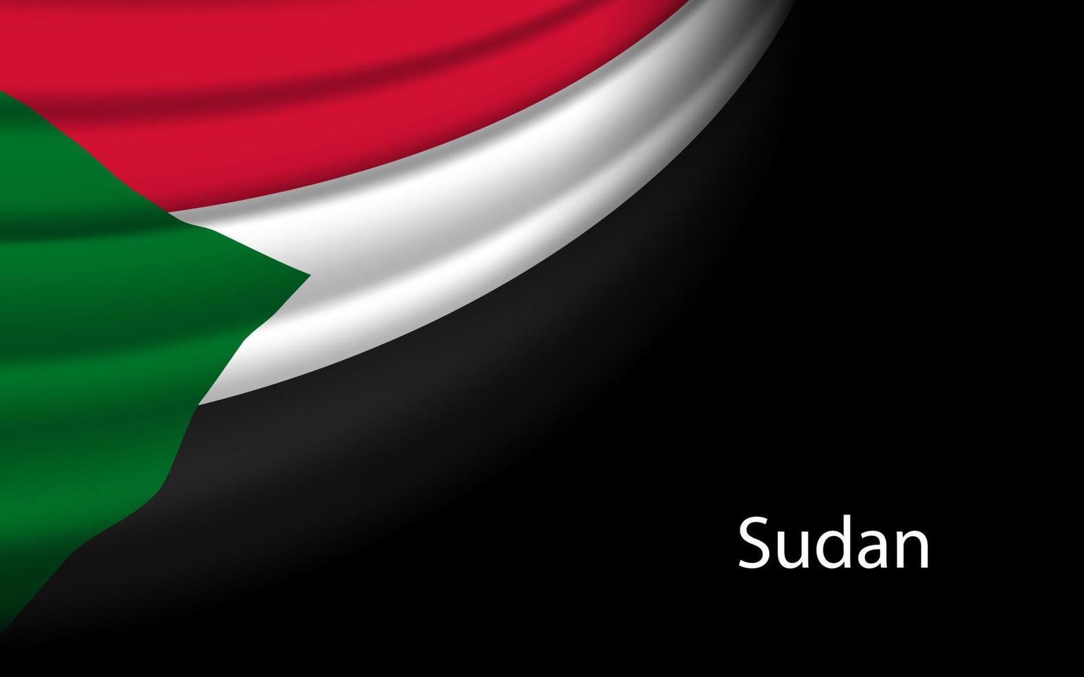 onda bandiera di Sudan su buio sfondo. vettore