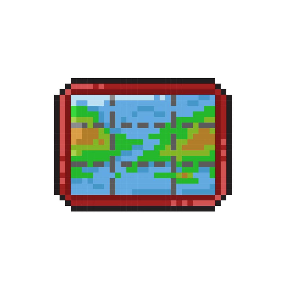 carta geografica nel rosso telaio con pixel arte stile vettore