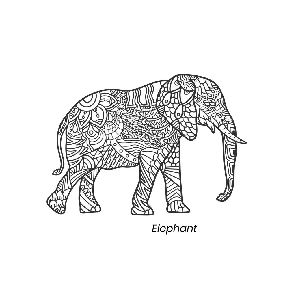 elefante zentangle mandala vettore