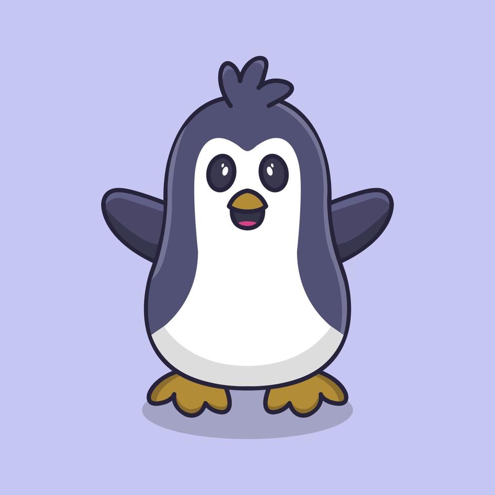 pinguino su sfondo blu vettore