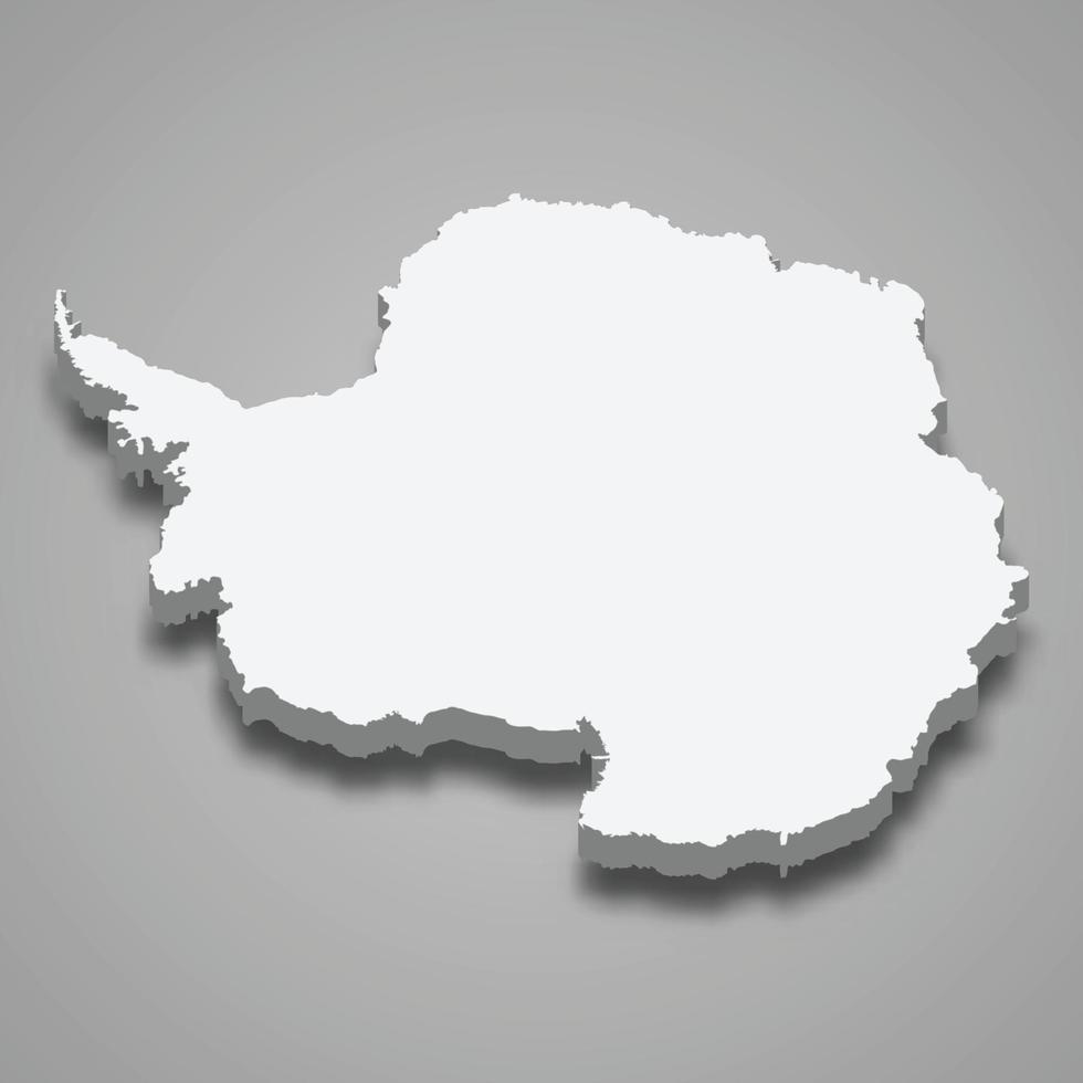 3d isometrico carta geografica di Antartide regione, isolato con ombra vettore