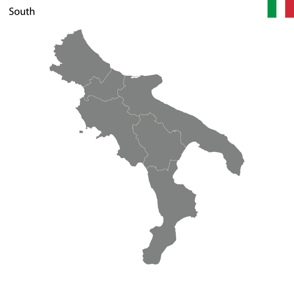 alto qualità carta geografica Sud regione di Italia, con frontiere vettore